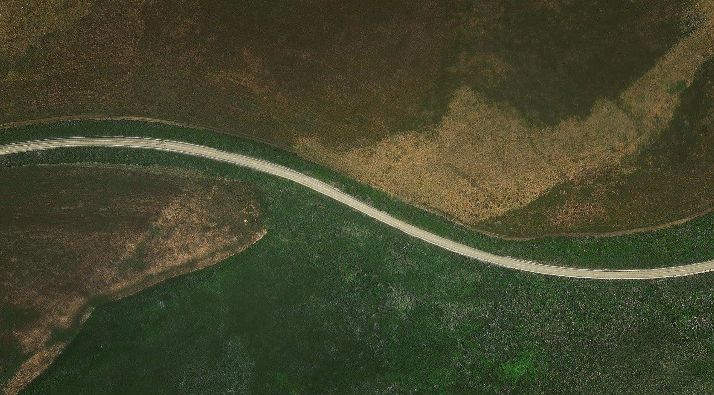 Aerial view of the road