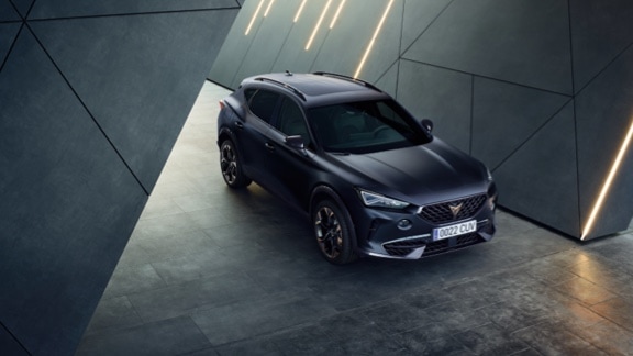 CUPRA Ateca rodium grey colour parked in a garage